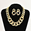 Alloy & CCB Plastic Curb Chain Necklace & Stud Dangle Earrings Sets FS-WG734CE-02-1