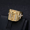 Cross with Jesus Pattern 304 Stainless Steel with Crystal Rhinestone Finger Rings for Men FS-WG78AD7-04-2