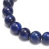 Natural Lapis Lazuli(Dyed) Round Beaded Stretch Bracelet with Bullet Charms BJEW-JB09018-01-5