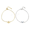 2Pcs Brass Micro Pave Cubic Zirconia Link Bracelets BJEW-G782-01GP-2