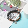 Reiki Natural Labradorite & Wenge Wood Beads Stretch Bracelet BJEW-JB06896-02-2