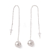 Tarnish Resistant Long Chain with Round Ball Dangle Stud Earrings EJEW-A067-13P-2