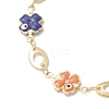 Brass Enamel Clover Link Chain Bracelets BJEW-JB13025-4