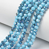 Electroplate Opaque Solid Color Glass Beads Strands X-EGLA-A034-P8mm-I13-1
