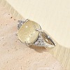 Brass Micro Pave Cubic Zirconia with Synthetic Lemon Quartz Cuff Open Rings RJEW-T035-01P-A-2