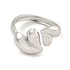 Non-Tarnish 304 Stainless Steel Heart Open Cuff Ring for Women RJEW-A043-31P-2