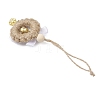 3Pcs Christmas Wood & Polyester Bowknot Pendant Decorations HJEW-JM04193-6