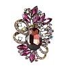 Flower with Oval Golden Alloy Rhinestone Brooches for Backpack Clothes PW-WG4AA4A-02-1