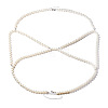 Plastic Imitation Pearl White Round Beaded Sexy Bikini Body Chains for Women WGCAB37-01-5