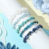 5Pcs 5 Styles Natural Quartz Crystal & Lapis Lazuli & Apatite & Aquamarine & Howlite Chip Beaded Stretch Bracelet Sets BJEW-JB10839-3