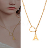1Pc Letter & Heart Stainless Steel Lariat Necklaces for Women NJEW-LP0002-87G-A-1