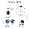 Cubic Zirconia Oval Pendant Necklace & Link Bracelet & Cuff Ring & Stud Earrings SJEW-SZC0001-01C-2