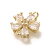 Brass Pave Glass Flower Connector Charms KK-M295-17G-02-2