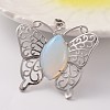 Butterfly Platinum Tone Brass Opalite Pendants G-M288-03-1
