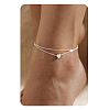 201 Stainless Steel Heart with Initial Charm Double Layer Anklets for Women FS-WG0EC0A-01-1