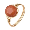Natural Agate(Dyed & Heated) Copper Wire Finger Rings RJEW-JR01075-4