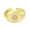Brass with Cubic Zirconia Horse Eye Open Cuff Ring RJEW-B051-15G-2