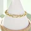 Ring & Paperclip Brass Micro Pave Cubic Zirconia Link Chain Bracelets for Women BJEW-D458-04G-02-4