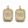 Brass Micro Pave Clear Cubic Zirconia Pendants KK-S356-234W-G-NF-1