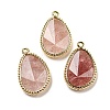 Natural Strawberry Quartz Faceted Pendants G-M431-14G-03-1