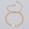 Golden Tone Daisy Braided Bead Bracelets WY1454-15-1