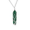 Synthetic Malachite Double Terminal Pointed Faceted Bullet Copper Wire Wrapped Tree of Life Pendant Alloy Chain Necklaces FS-WG07FDC-10-1