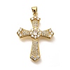 Rack Plating Brass Micro Pave Cubic Zirconia Pendants KK-L226-005G-10-1