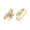 Brass Micro Pave Clear Cubic Zirconia 2-Loop Butterfly Spacer Bars KK-C258-14LG-2
