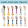 12Pcs 6 Styles Alloy Big Pendants PALLOY-DR00004-2