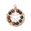 Natural Mixed Gemstone Copper Wire Wrapped Star Pendants PALLOY-JF02832-2