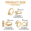  Jewelry 3 Pairs 3 Style Round & Lightning Bolt & Square Cubic Zirconia Huggie Hoop Earrings EJEW-PJ0001-03-2