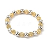 Brass Round Beaded Stretch Bracelets for Women BJEW-B148-04B-GP-4