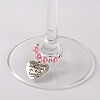 Tibetan Style Heart with Word You Are Always In My Heart Wine Glass Charms AJEW-JO00029-04-2