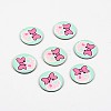 2-Hole Flat Round with Lovely Skull Pattern Acrylic Buttons BUTT-F055-02B-1