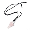 Natural Rose Quartz Plague Doctor Pendant Necklace with Nylon Rope NJEW-H009-01-04-4