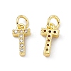 Real 18K Gold Plated Brass Micro Pave Clear Cubic Zirconia Charms KK-E068-VB452-T-1