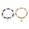 2Pcs 2 Styles 304 Stainless Steel & Brass Celestial Sun & Moon Couple Bracelet Set BJEW-TA00718-2