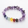 Chips and Round Chakra Natural Gemstone Beaded Stretch Bracelets BJEW-JB01990-03-1