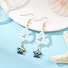 Shell Pearl & Abalone Shell/Paua Shell Beads Dangle Earrings EJEW-JE07314-01-1