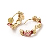 Real 18K Gold Plated Brass Flower Hoop Earrings EJEW-L268-023G-02-2