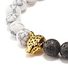 Natural Lava Rock & Synthetic Howlite Round Beads Stretch Bracelet BJEW-JB07481-4