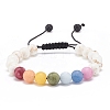 Natural Magnesite & Mixed Stone Round Braided Bead Bracelet for Women BJEW-JB08384-01-1