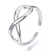 Non-Tarnish 304 Stainless Steel Infinity Open Cuff Ring RJEW-N040-43-1