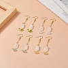 Acrylic Tulip with Glass Leaf Dangle Earrings EJEW-JE05212-2