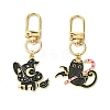 2Pcs 2 Styles Halloween Cat Alloy Enamel Pendant Decoration HJEW-JM02808-2