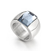 304 Stainless Steel & Glass Finger Rings FS-WGBA2F3-49-1