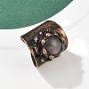 Brass with Natural Labradorite Cuff Rings RJEW-Z112-02R-02-2