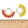 Glass Seed Beaded & Brass Linking Rings Pendnats PALLOY-MZ01340-3