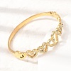 304 Stainless Steel Crystal Rhinestone Hollow Heart Hinged Cuff Bangles for Women SA-CBAF851-10G-2
