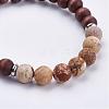 Frosted Mixed Gemstone Stretch Bracelets BJEW-JB03169-3